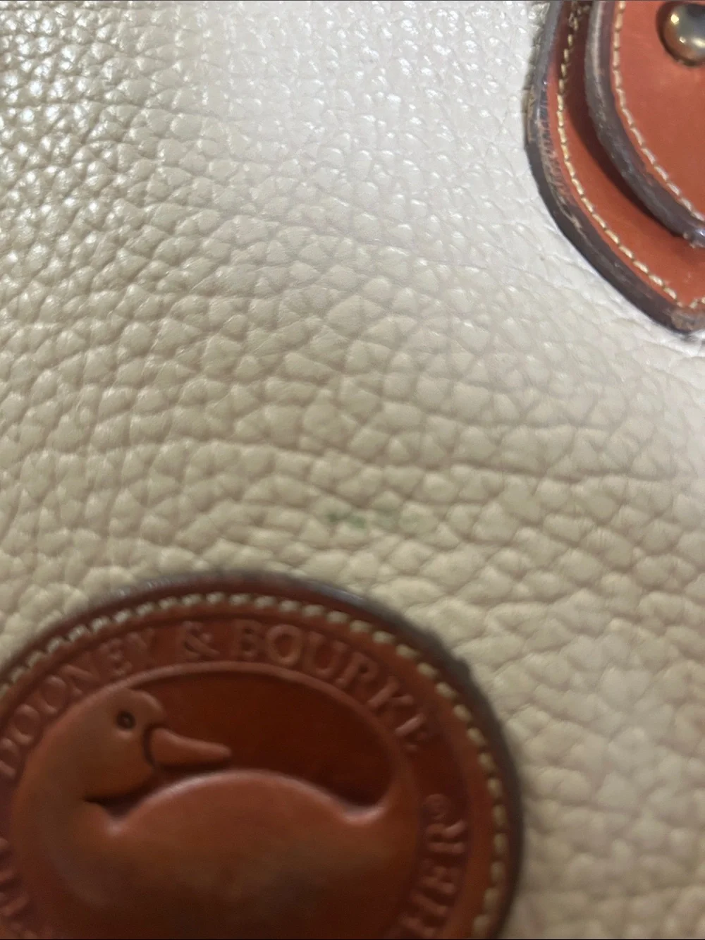 Dooney & Bourke Cream Pebbled Leather Crossbody with Brown Trim